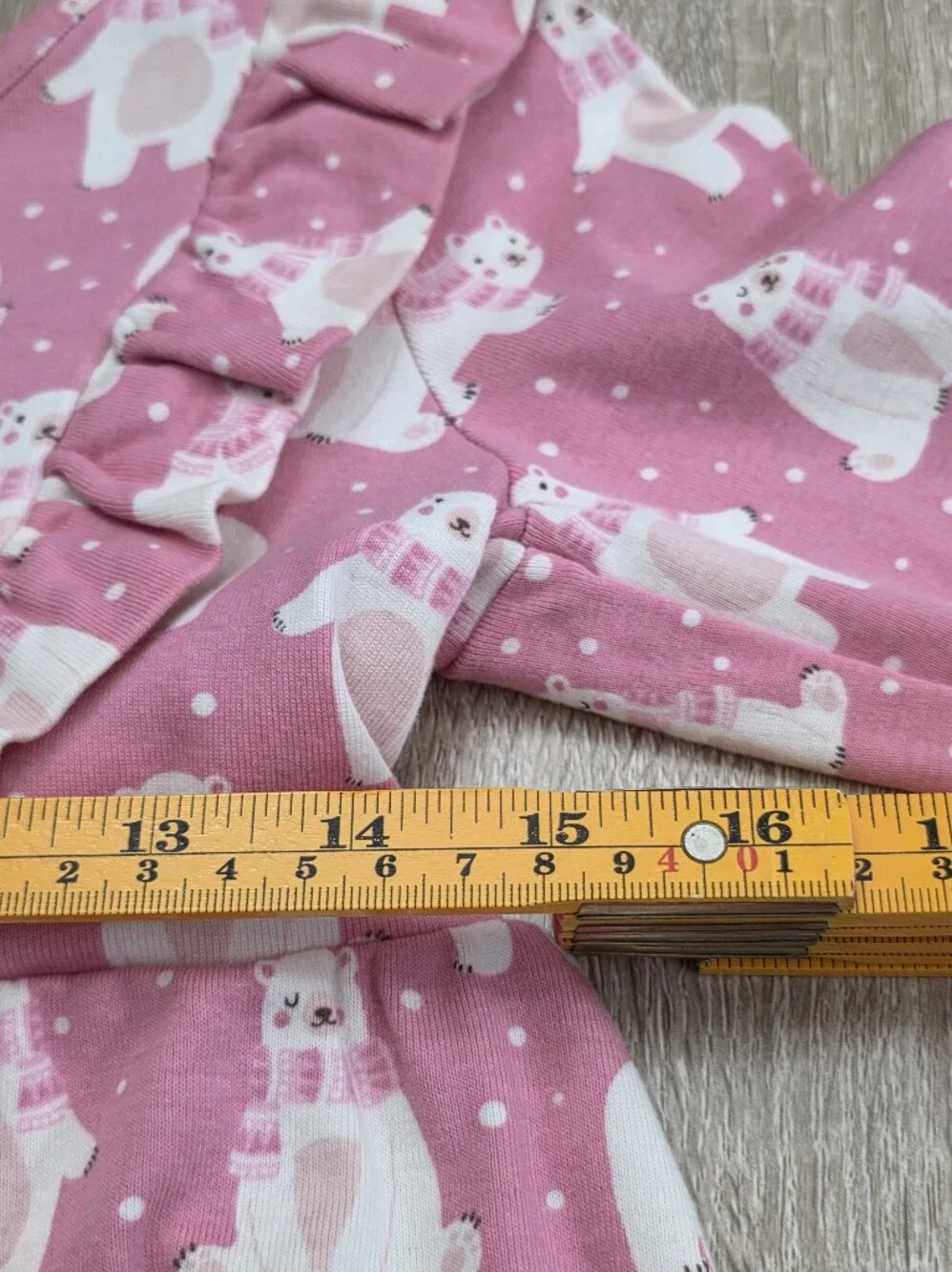 Gymboree Bear Hugs Pink Polar Bear Ruffle-Trim Long-Sleeve Cotton Dress Size 12